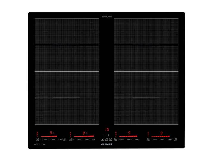 Oranier Induktionskochfeld, Schwarz, Glas, 55.0x52.0x5.5 cm, Kindersicherung, Hauptschalter, Flächenbündiger Einbau, Topferkennung, Pausenfunktion, Brückenfunktion, Küchen, Küchenelektrogeräte, Kochfelder, Induktionskochfelder