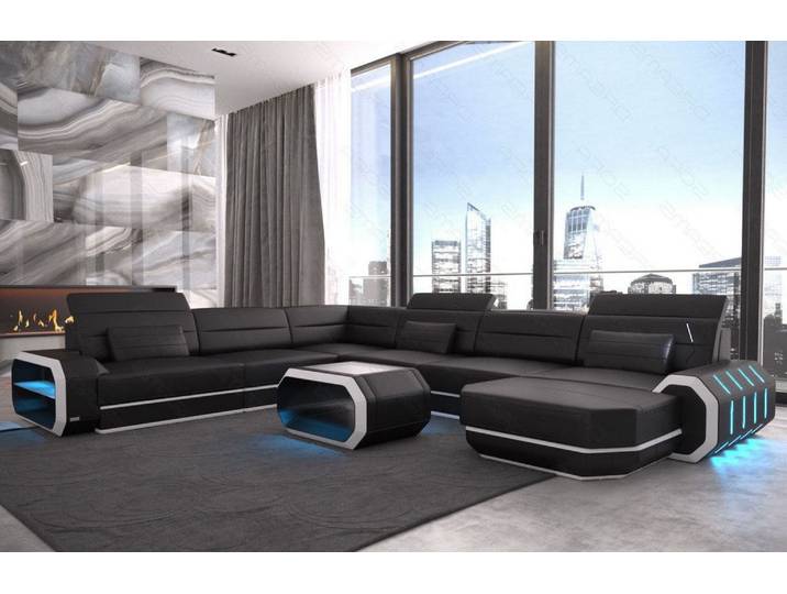 XL Wohnlandschaft Roma U-Form in Leder