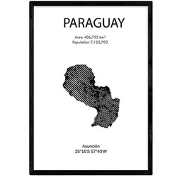POSTER Länder & Kontinente Paraguay A3 Rahmenlos