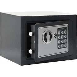 DELUKE Tresor BITO digital mit Schloss Dunkelgrau 23x17x17cm Stahl | Safe Tresor für Zuhause Sicherheitsbox Stahltresor für Wertsachen