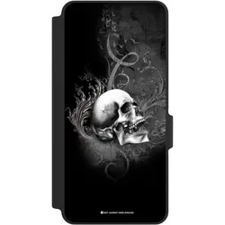 Nivocase Klapphülle für Xiaomi Redmi Note 14 5G Handyhülle aus Kunst Leder NIVOflip schwarz Gothic Schädel (Xiaomi Redmi Note 14 5G), Smartphone Hülle, Schwarz