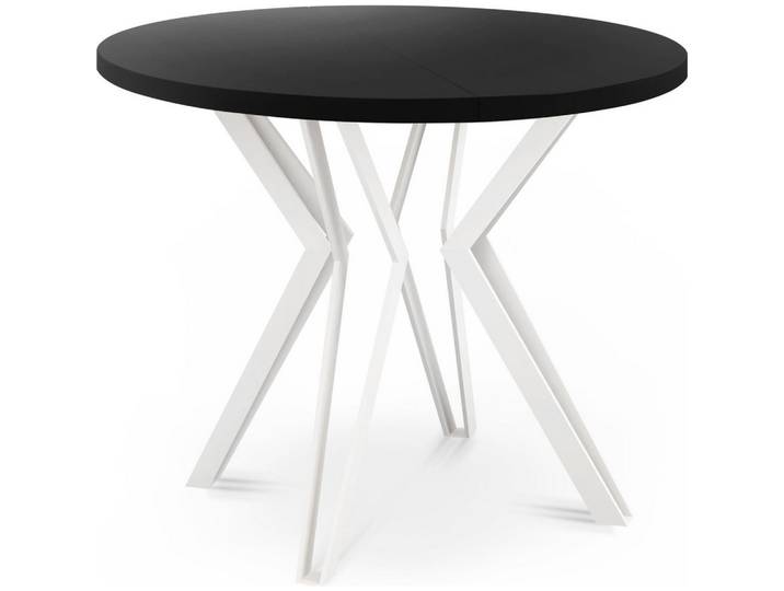 ESSTISCH Austin runder ausziehbarer, Schwarz 100-180/100/76 cm