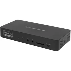 Conceptronic Dock 17-in-1 USB-C->HDMI,DP 4K/60Hz,GbE,USB-C (USB-C, 17 Ports), Dockingstation + USB Hub, Schwarz