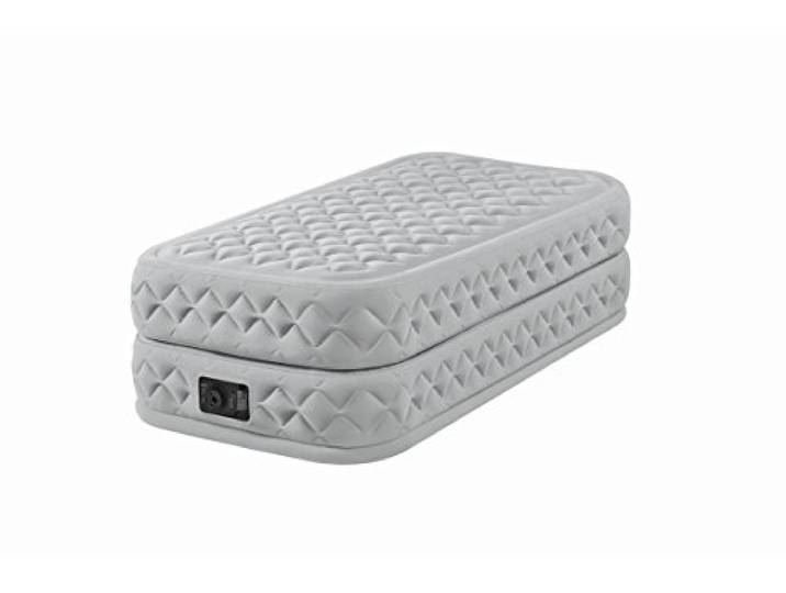 Intex – Aufblasbares Einzel-Gästebett mit Fiber-Tech-Technologie und integrierter elektrischer Pumpe, Maße: 99 x 191 x 51 cm, Farbe: Grau
