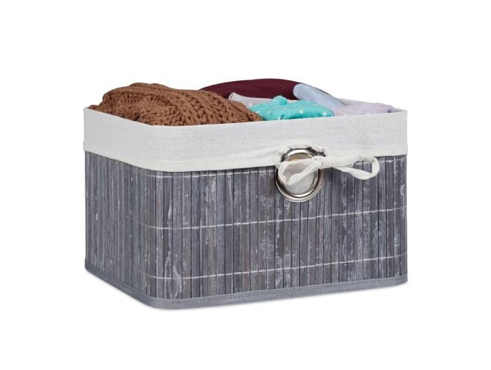 Relaxdays 2x Corbeilles Panier de rangement bambou