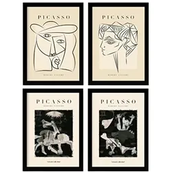POSTER Set mit 4 Picasso Sammlung NoirAusdruck A3 Schwarzer Rahmen
