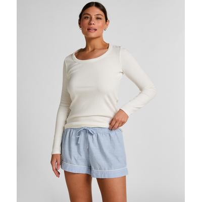 Pyjama HUNKEMÖLLER "Cotton shorts", Damen, Gr. XL, weiß (blau), 100% Baumwolle, Homewear-Sets Pyjama
