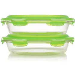 LocknLock 2 Auflaufformen aus Borosilikatglas inkl. Deckel, Ø28cm je 1,6L Volumen