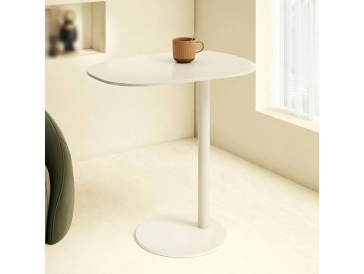 C-förmiger Metall-Beistelltisch, moderner Beistelltisch ovaler Tischplatte Großzügige ovale Ablagefläche, schlankes platzsparendes, robustes Ganzmetallgestell(Cream,50*35*63cm/19.7*13.8*24.8in)