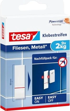tesa Powerstrips Klebestreifen für Fliesen und Metall bis zu 2kg