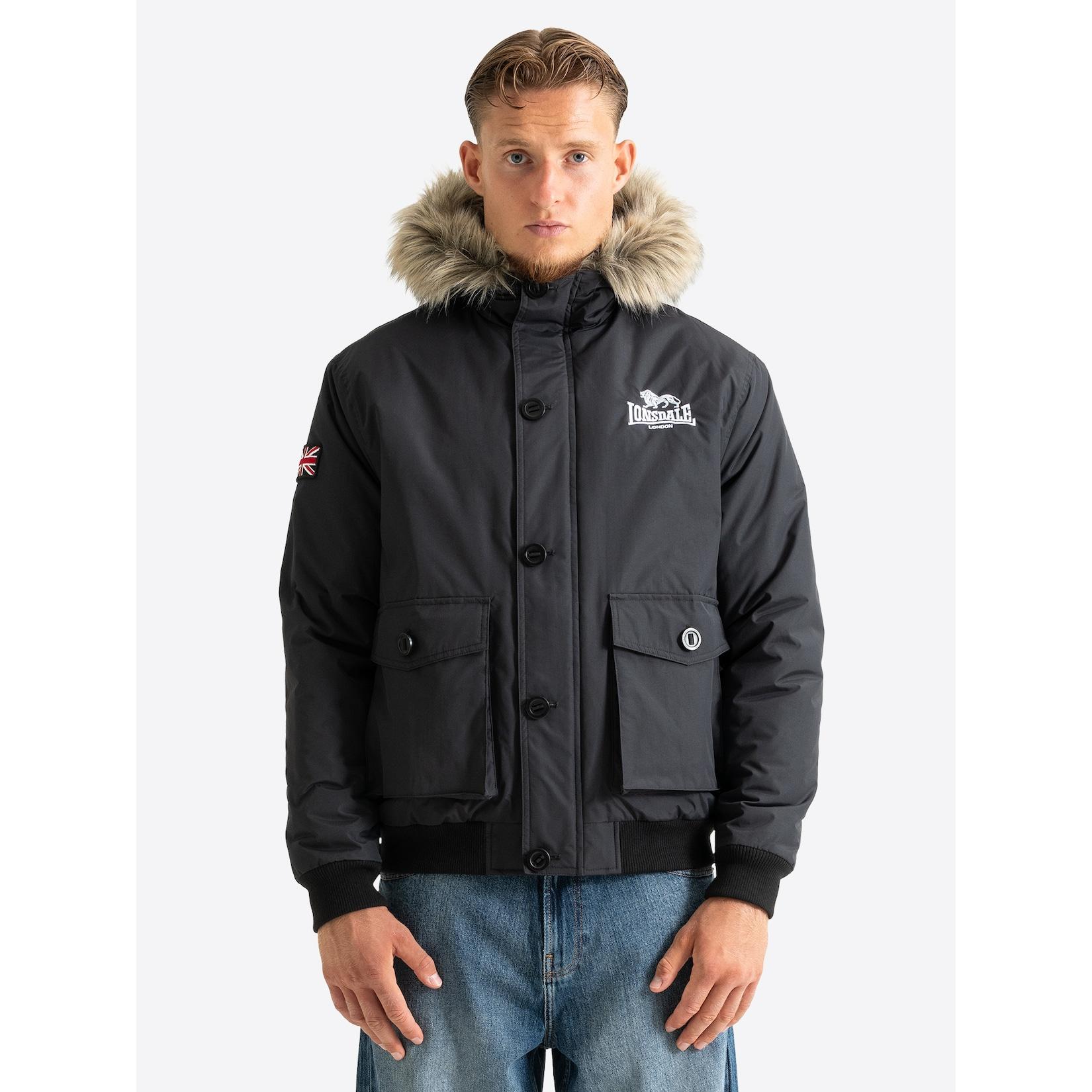 Lonsdale Herren Winterjacke mit Kapuze normale Passform FARRINGDON