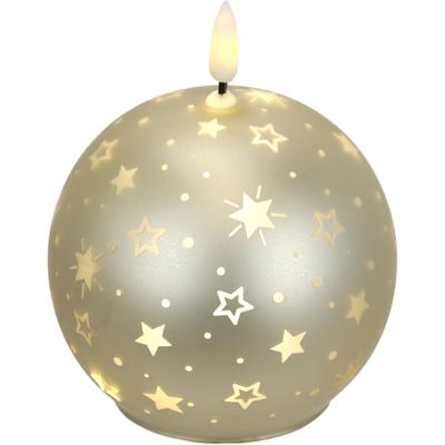 LED-Kerze I.GE.A. "Kugel-Kerze B", silber (gold), B:10cm H:12cm, Glas, Kerzen, LED-Kerze, aus Glas batteriebetrieben mit Timer Adventskranz Adventskerzen