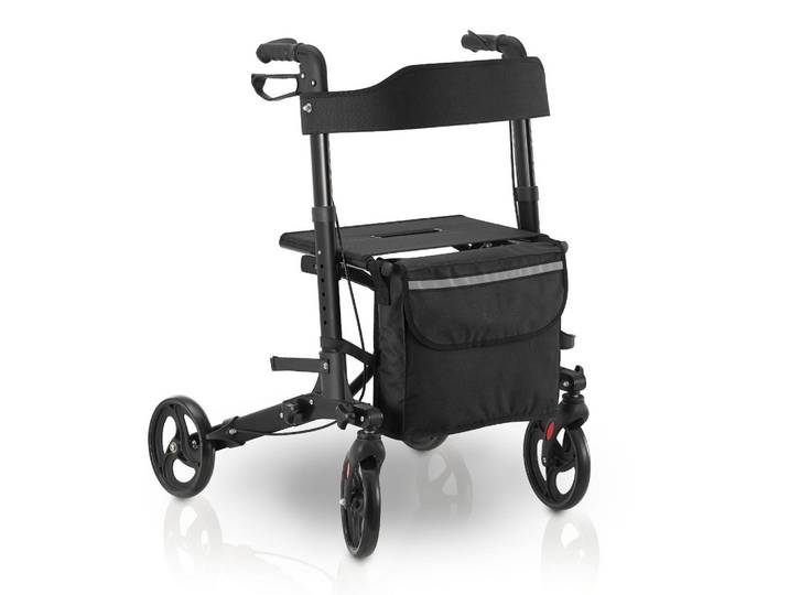 ROLLATOR Vital schwarz klappbar mit Sitzfläche & Einkaufstasche