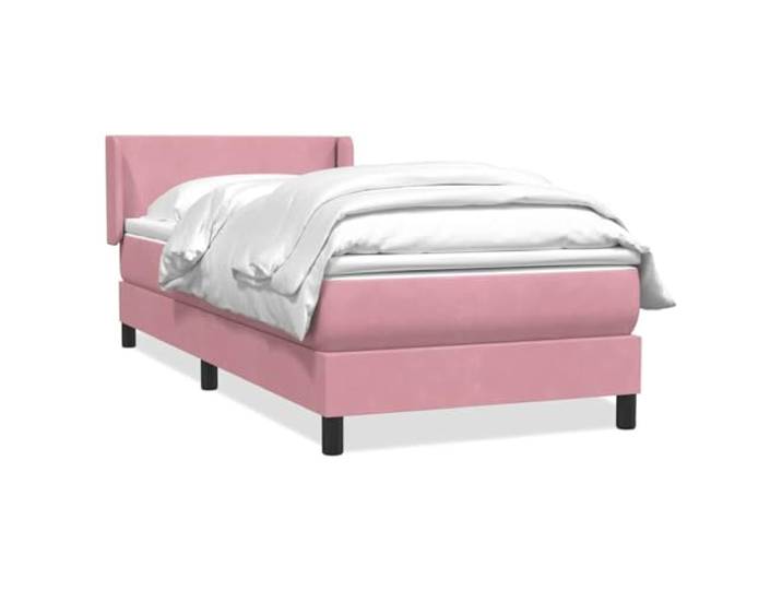 ZQQLVOO Boxspringbett mit Matratze Rosa 80x220 cm Samt Taschenfederkernmatratze, Lattenrost inklusive, höhenverstellbares Kopfteil, abnehmbarer Bezug, Samtstoff