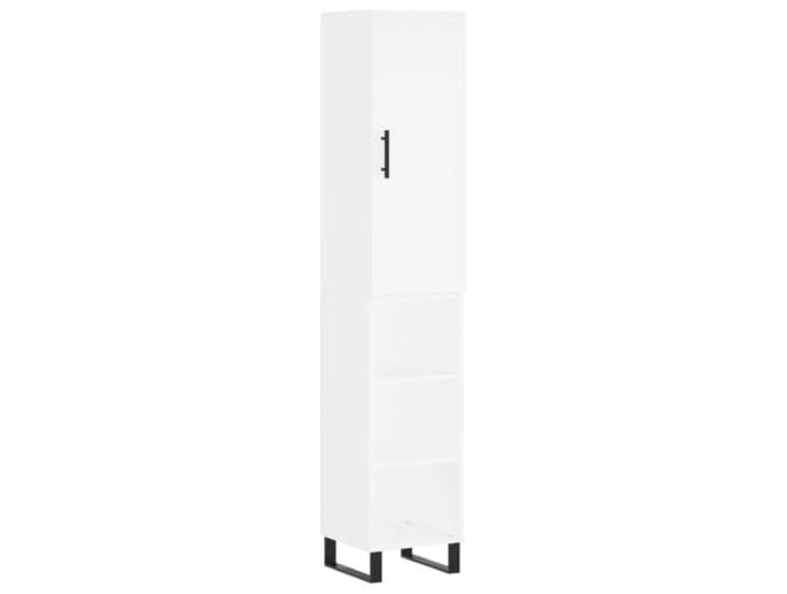 KKgypkn Highboard Weiß 34,5x34x180 cm Holzwerkstoff Metallfüße, Stauraum Schrank, Praktische Tür, Stabile Konstruktion