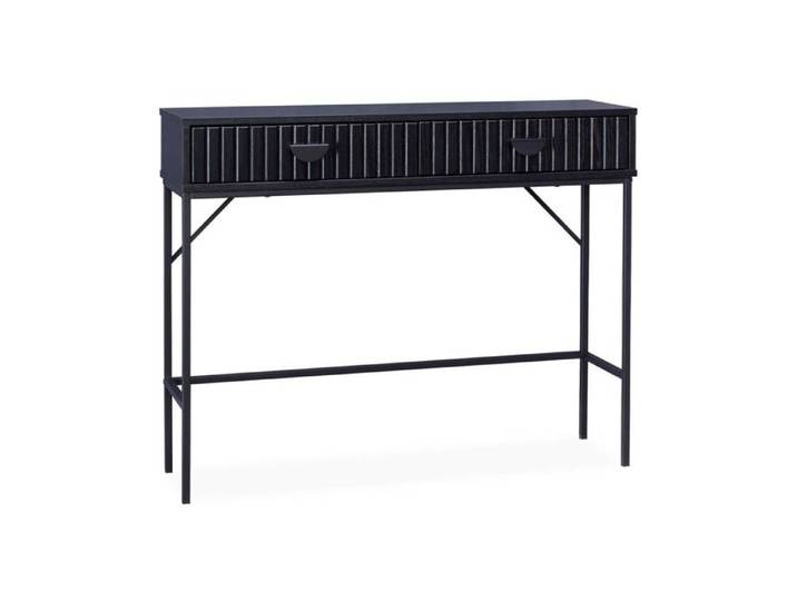 sweeek - Console décor bois rainuré 2 tiroirs BAZALT