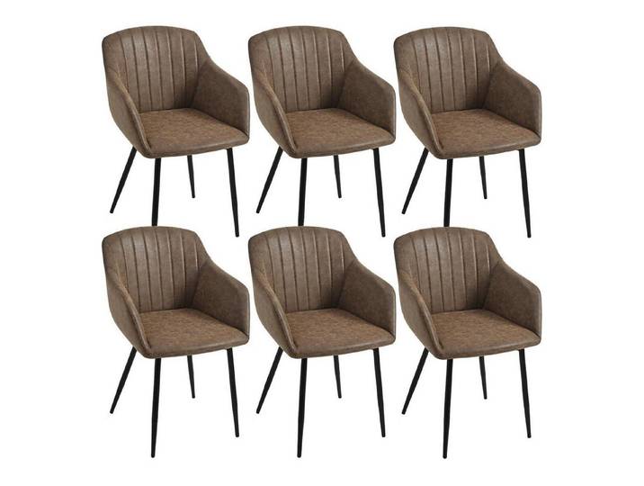 LuxusKollektion Esszimmerstuhl Esszimmerstühle Kunstleder Braun 6er Set