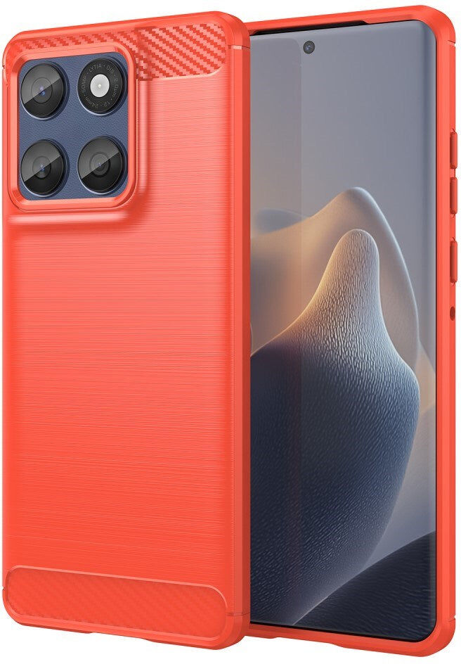 EIDERWOOD Motorola Edge 60 / Edge 60 Fusion Brushed Carbon Bagside Cover - Rød