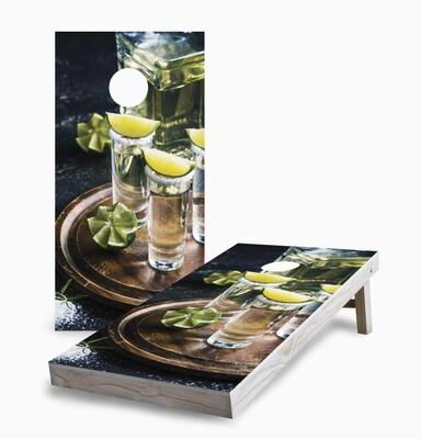Skip's Garage Tequila Shot with Lime Cornhole Boards