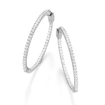 Paar Creolen "mit funkelnden Zirkonia Steinen, Silber 925", weiß, GIORGIO MARTELLO MILANO, Ohrringe, Damen