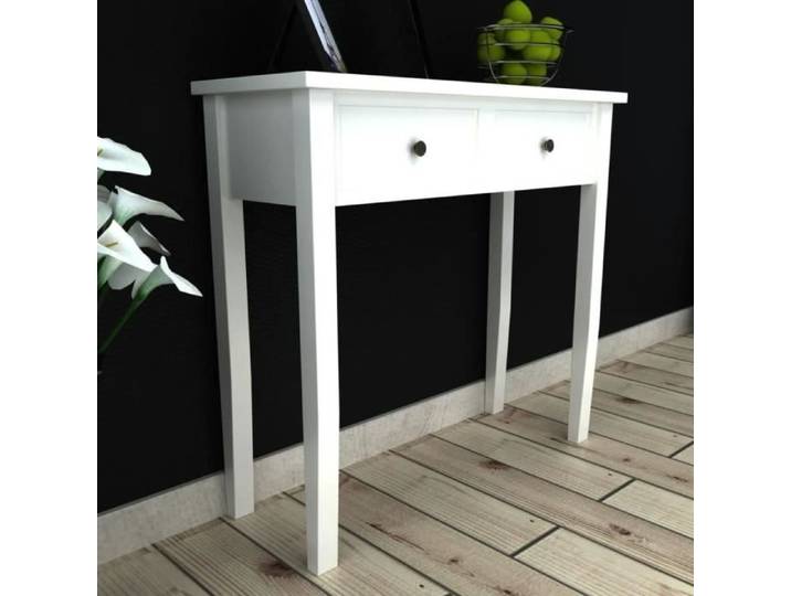 Table de console - VIDAXL - 241145 - Blanc - 2 tiroirs - Design compact
