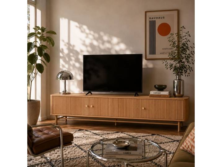 Meuble tv placage chêne 180 cm