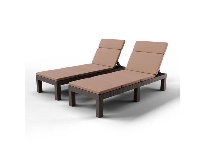 Bain de Soleil Lot de 2 Chaises Longues Dossier Réglable avec Coussin Confortable Marron