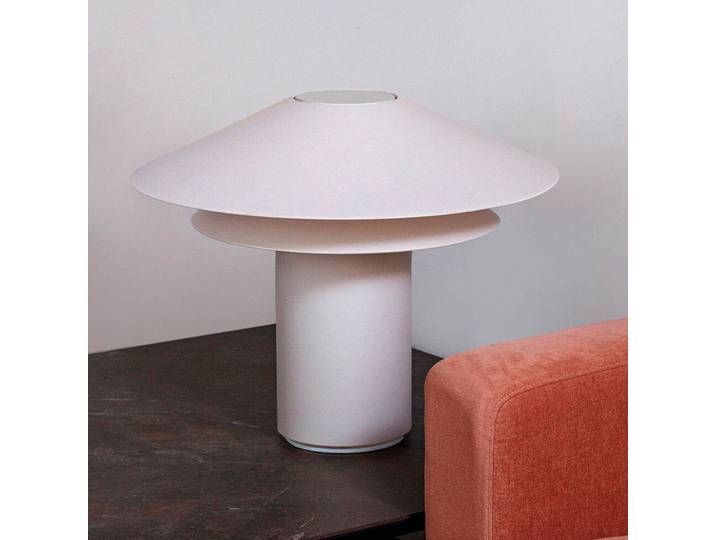 FARO BARCELONA Designer Tischlampe Shan, creme / amber, für Wohn- / Esszimmer, Papier / Lunolit / Lunopal, Design