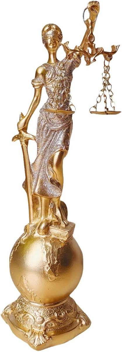Godin van Gerechtigheid Beeld - Goud - Hoogte: 24 cm
