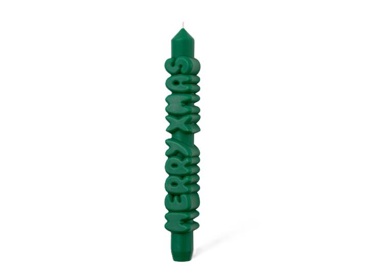 Kerze Taper candle MERRY XMAS Green