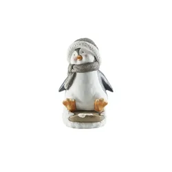 HOME STORY Deko Pinguin mit Schlitten   ¦ mehrfarbig ¦ Magnesia ¦ Maße (cm): B: 26 H: 32 T: 21.0