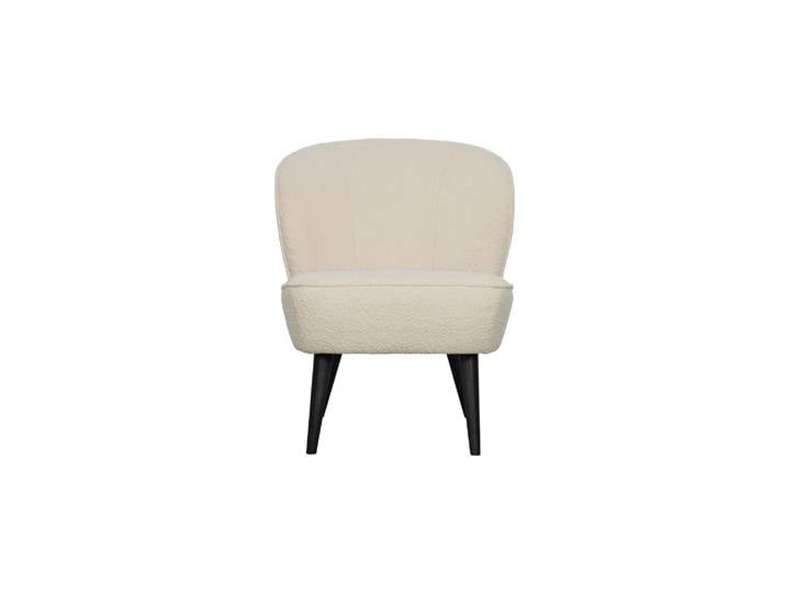 Fauteuil en fausse fourrure blanche, fixe, uni, pieds hauts en bo