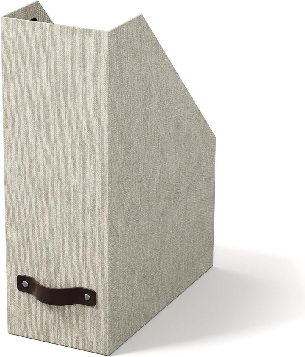 Bigso Box of Sweden ESTELLE tijdschriftenhouder met handvat, linnenlook, vezelplaat en papier
