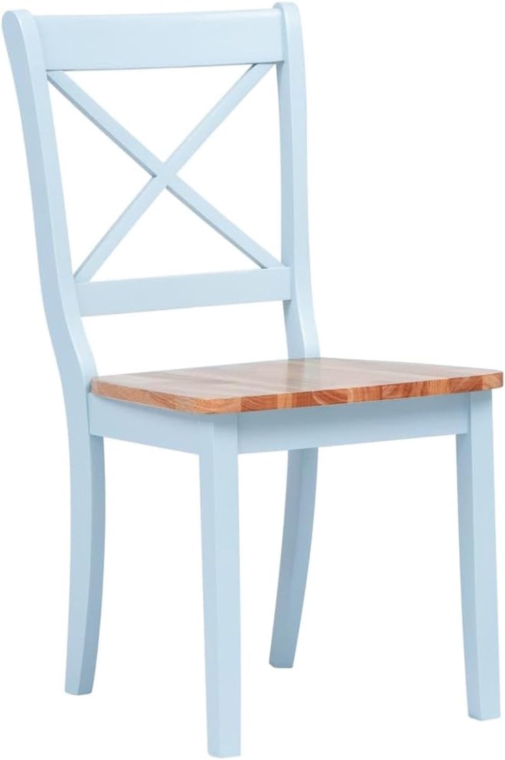 Set van 6 multifunctionele eetkamerstoelen van massief rubberhout in grijs met licht hout