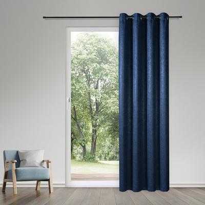 Vorhang GERSTER "Grace" Gr. 1, blau (dunkelblau, grau), B:145cm H:245cm, Polyester, Gardinen, Blickdichter Ösenschal "Grace"
