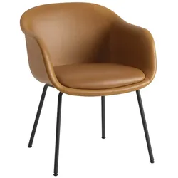 Muuto Fiber Conference Armchair, tube base, refine leder cognac / schwarz