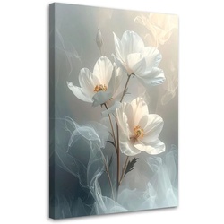 BILD auf Leinwand, Zarte weiße botanische Blumen