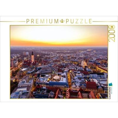 CALVENDO Puzzle Sonnenuntergang über Leipzig | 2000 Teile Lege-Größe 90 × 67 cm Foto-Puzzle für glückliche Stunden