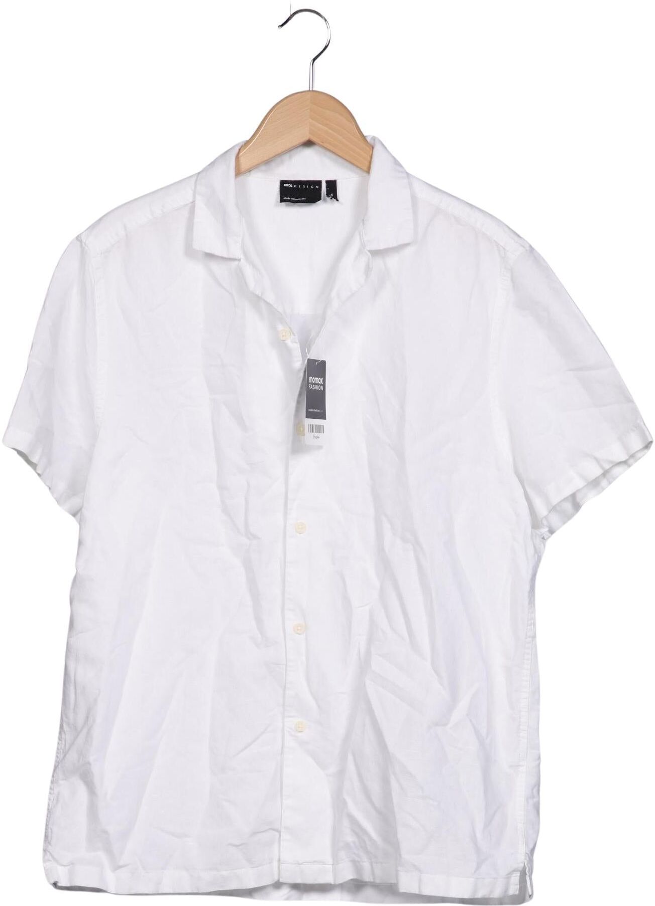 asos Herren Hemd, Weiß, Gr. M, Baumwolle / Leinen - Second Hand