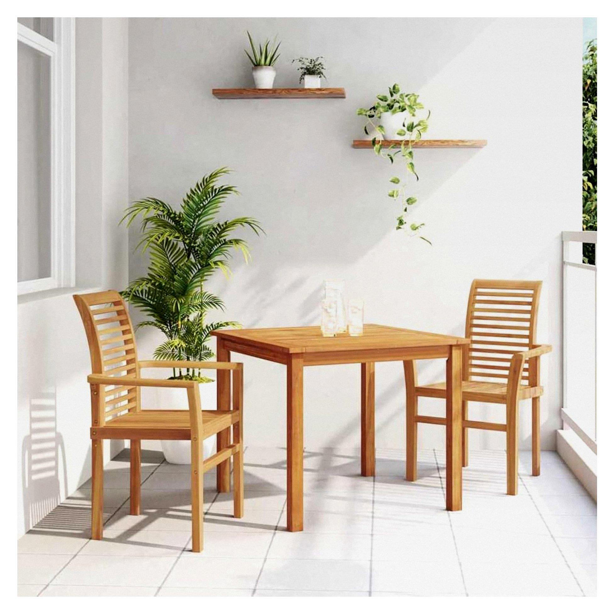 Gartenstuhl aus Teakholz, rustikal, stapelbar, für den Außenbereich