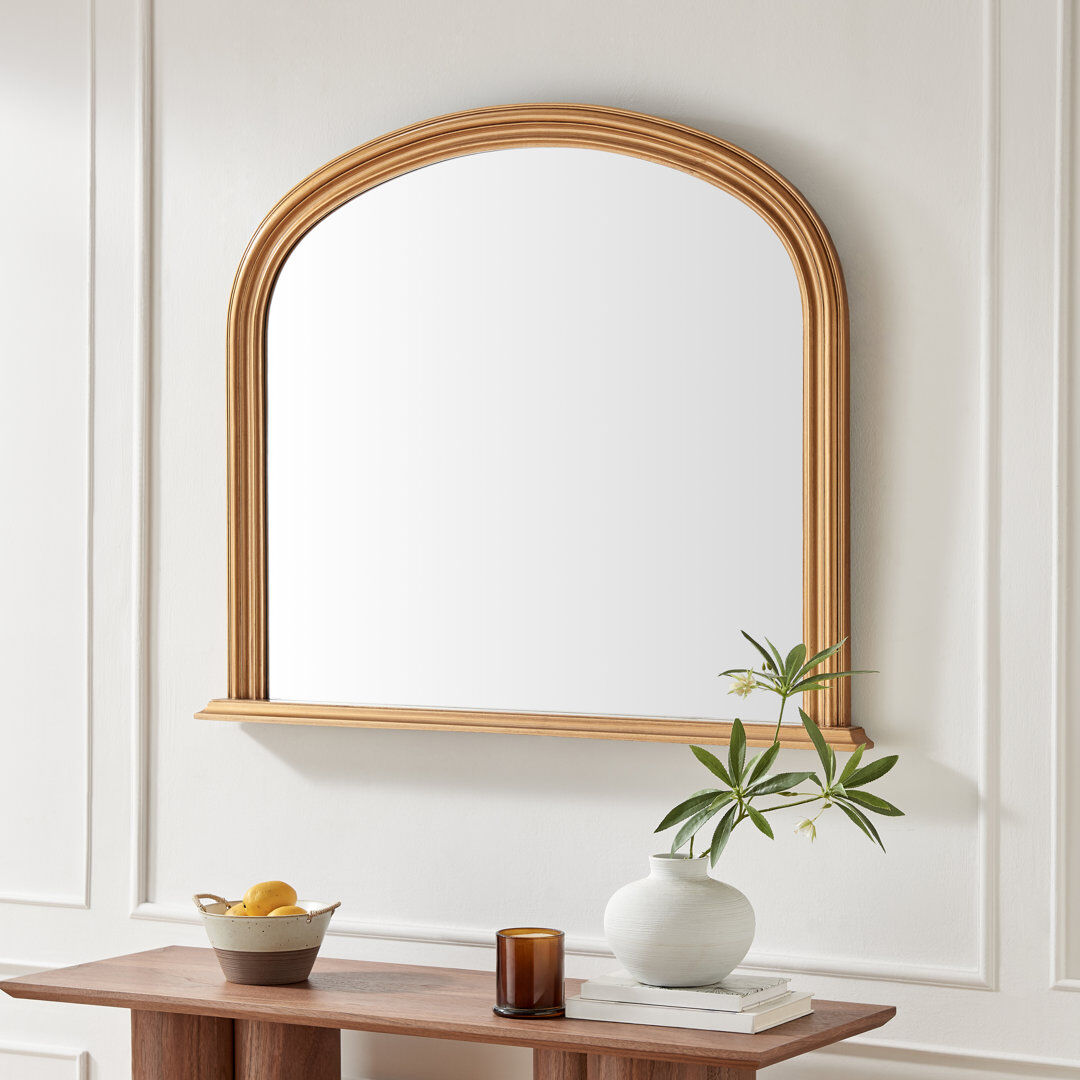 Canora Grey Cecil Solid Wood Freestanding Overmantle Arch Mirror - Modern Regency Design Gold 110cm H X 90cm W X 6cm D
