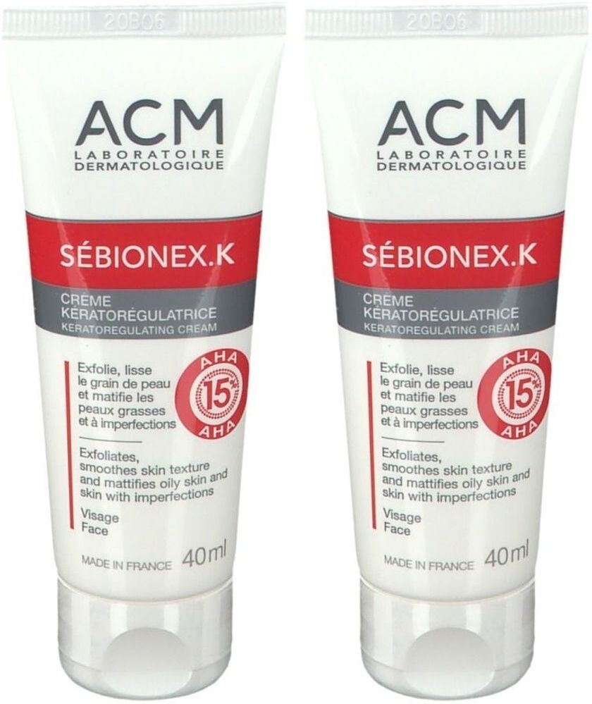 ACM Sebionex - K Crème Kératorégulatrice kératorégulatrice. tube 40 ml x2 2x40 Creme