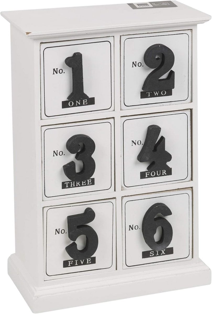 Vintage houten ladekast met 6 laden in shabby chic stijl
