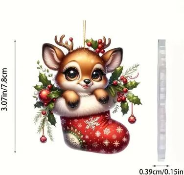 Multisell Products Hub Acrylic Christmas Ornaments, Flat Hanging Pendants, Xmas Tree Drop Decor, Merry Christmas And Happy New Year Decorati c