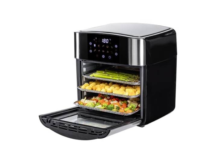 CHEF CUISINE Air Fryer Professional 15L 3-in-1 Heißluftfritteuse mit Dörrfunktion & Rotisserie 1800 W, 10 Programme, Touch-Display & beleuchtetes Sichtfenster Backen, Grillen, Frittieren, Dörren