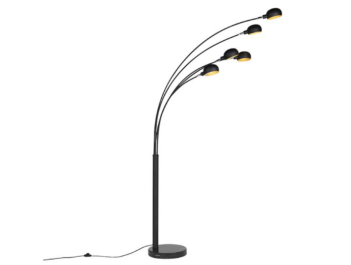 Lampadaire design noir 5 lumières - Sixties Marmo