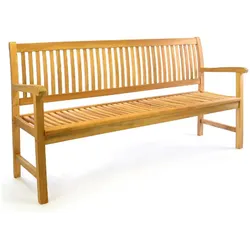 VCM, Gartenbank, 3-Sitzer Gartenbank Parkbank hochwertig massiv Teak Holz natur 180cm