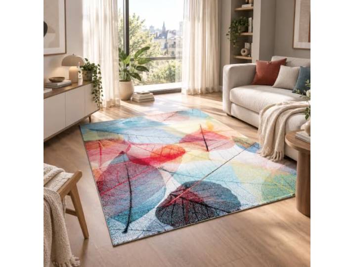 Pergamon Faro - Tapis de Designer - Motif Tropical Feuilles Multicolore - 5 Tailles