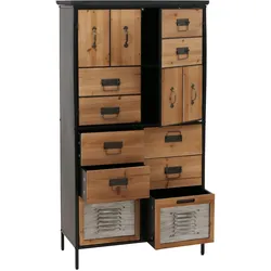 Apothekerkommode HWC-O80, Schrank Highboard Schubladen, Vintage Shabby-Look 136x73x35cm, natur