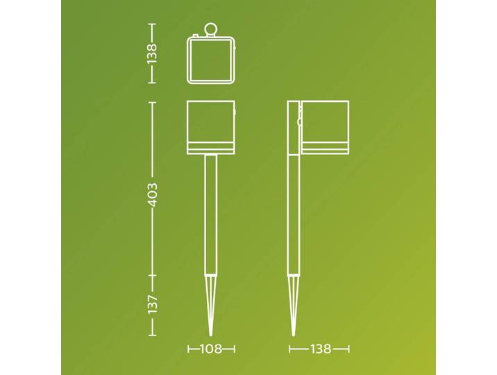 Philips LED grondspies lamp Virona, zwart, IP44 Virona, zwart, Kunststof, Modern, Solar buitenverlichting